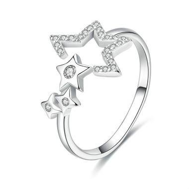 WHITE ZIRCON SILVER RING - METEOR